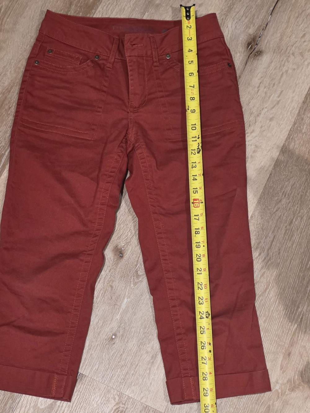 Faded Glory Rust Capri Pants Cuffed Hem Size 4 Cotton Stretch - Picture 5 of 8